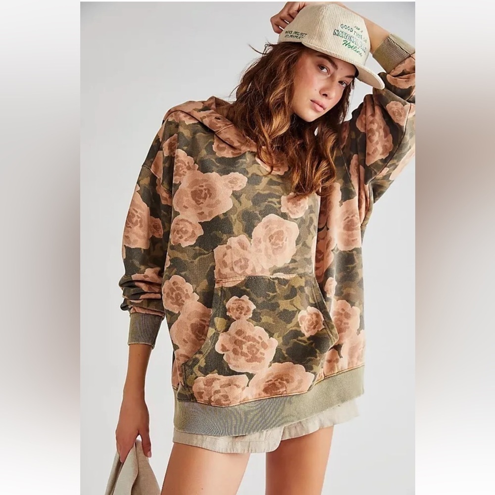 NWT Free People It’s a Vibe Printed Hoodie Size XS